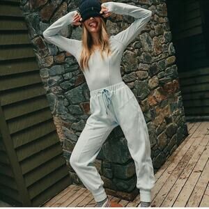 Free People Movement Make It Count Fleece Jumpsuit in Arctic Snow SZ M NWOT